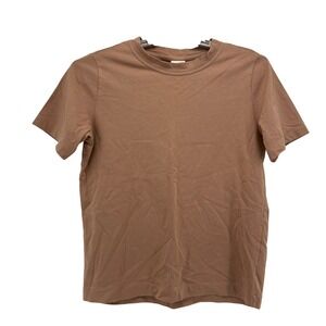 H&M T-Shirt Women S Brown Basics Crew Neck Short Sleeve 100% Cotton Tee